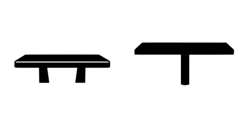 Poster - Flat black icon representing two styles of tables side by side showcasing minimalist design suitable for various applications