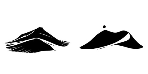 Poster - Minimalist black icon representing abstract mountain shapes for modern design and branding purposes