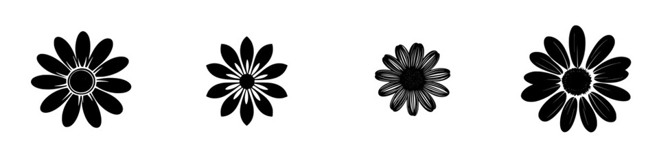 Poster - Unique flat black floral icons suitable for design projects and creative applications