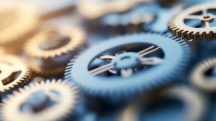 Aufkleber - Close-up view of intricate metal gears, showcasing their complex interlocking design and precision engineering.  The image highlights the mechanical beauty and functionality of these c : Generative AI
