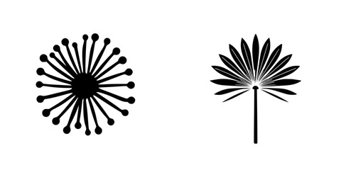 Poster - Minimalist flat black icons of abstract floral designs suitable for modern graphic applications or decorative purposes