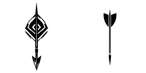 Poster - Stylized black icons of arrows showcasing sharp designs and intricate patterns for creative applications