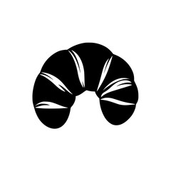 Poster - flat black icon of a croissant design showing characteristic shape and layers in minimalist style
