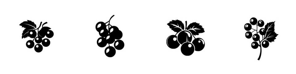 Poster - Icon set featuring flat black grape designs suitable for various applications in food and beverage industries