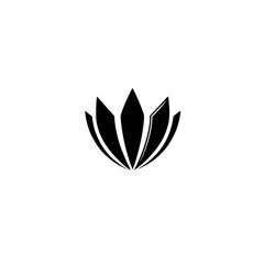 Poster - Stylized flat black icon of a lotus flower with multiple petals representing tranquility and beauty