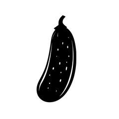 Poster - flat black icon of a cucumber showcasing a simple and minimalistic design suitable for various appli