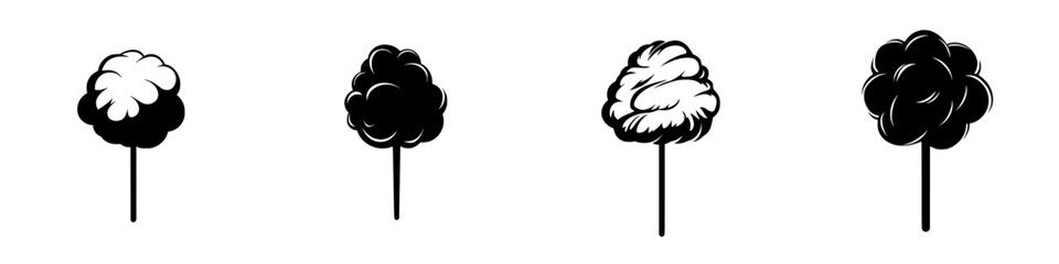 Poster - Flat black tree icons illustrating various tree shapes and sizes for use in design and illustration projects