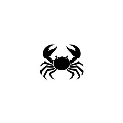 Poster - Flat black icon of a crab showcasing its claws and legs in a minimalist design suitable for various applications