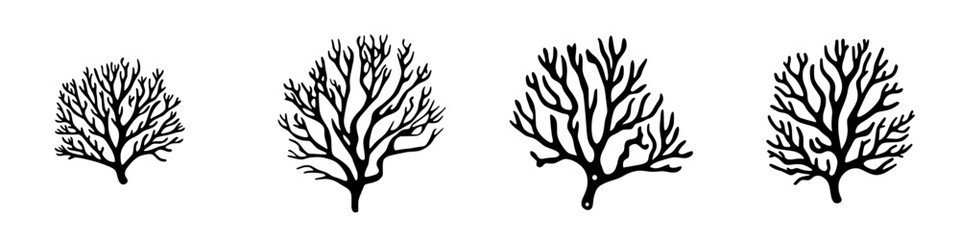 Poster - stylized black coral icons depicting various branching patterns suitable for creative designs or edu
