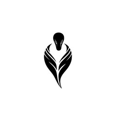 Poster - black icon depicting a snake integrated with leaf shapes representing nature and wildlife themes