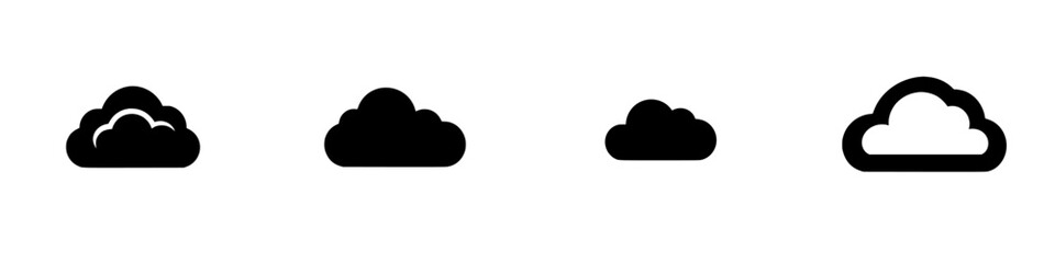 Poster - Different styles of flat black cloud icons suitable for various design projects and applications