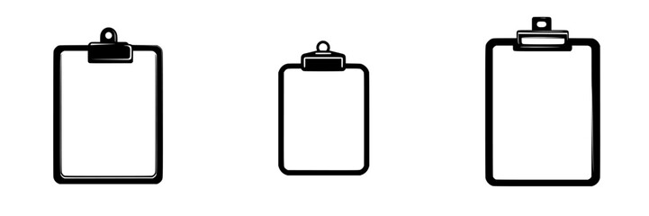 Poster - three flat black icon variations of a clipboard, showcasing different sizes and styles suitable for 