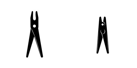 Poster - Black flat icons of clothespins designed for illustration and graphic use in various contexts