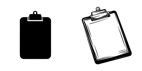 Poster - Flat black icon representing a clipboard design suitable for various applications and interfaces in digital or physical environments