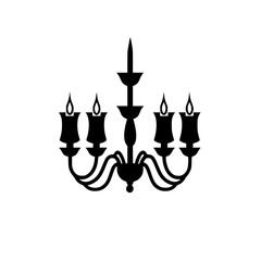 Poster - Elegant flat black chandelier icon for stylish home decor or graphic design projects