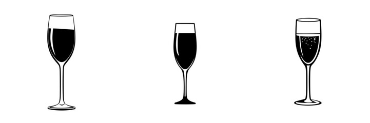 Poster - Various wine glass icons representing different styles and shapes of wine servings for beverage-related designs and projects