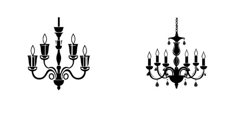 Poster - Stylish flat black chandelier icons suitable for various design applications and projects