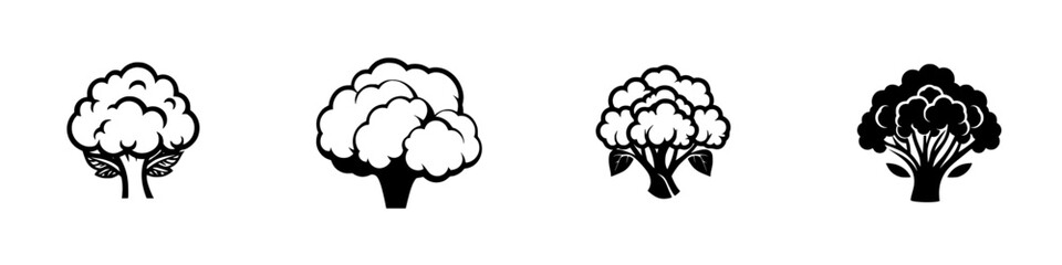 Poster - various flat black icons representing different tree designs suitable for nature-themed projects or 