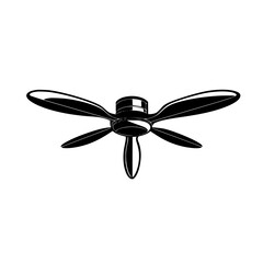 Poster - stylish flat black ceiling fan icon suitable for interior design and home decor projects