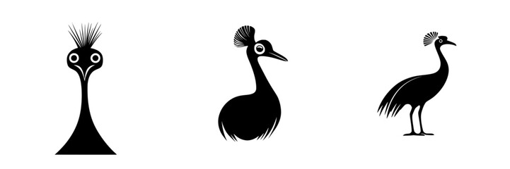 Poster - unique black icons of birds displayed in various poses showcasing different angles and features of t
