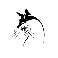 Poster - stylized black cat silhouette with elegant lines and smooth curves, perfect for minimalist design en