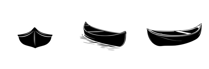 Poster - various flat black boat icons depicting different styles and shapes for design use and creative insp