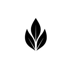 Poster - flat black icon representing a leaf design symbolizing nature and sustainability in modern graphics