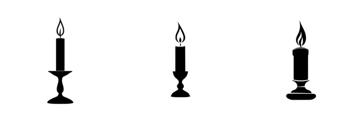 Poster - Flat black candle icons representing variations in design and style on a plain background