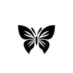 Poster - colorful butterfly icon symbolizing transformation, beauty, and nature in flat black design
