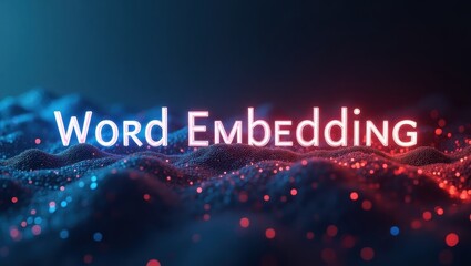 Word Embedding. Word Embedding text glowing futuristic digital particles data visualization artificial intelligence concept modern technology background suitable for presentations websites