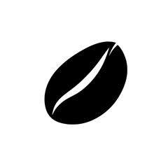 Poster - Icon representing a coffee bean in a flat black design against a white background for branding and illustration purposes