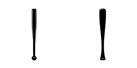 Fototapete - Flat black icon depicting two baseball bats arranged side by side on a plain background for use in sports-related design
