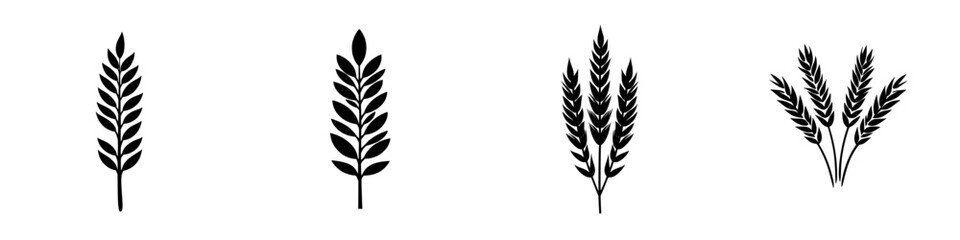 Poster - Black icon set featuring various leaf designs in a minimalistic style suitable for graphic applications