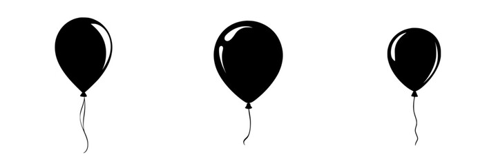 Poster - Black balloon icons in varying styles create a minimalistic decorative element suitable for various designs