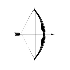 Poster - Black archery bow and arrow icon on a plain background for use in design and illustrations