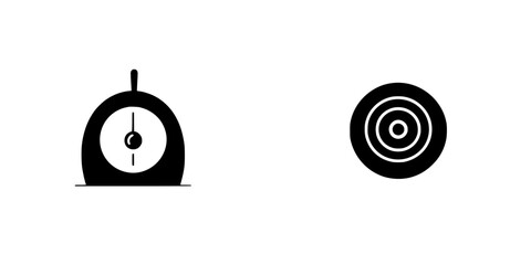 Poster - Flat black icons representing a target and a dartboard, ideal for symbolizing focus and precision in design