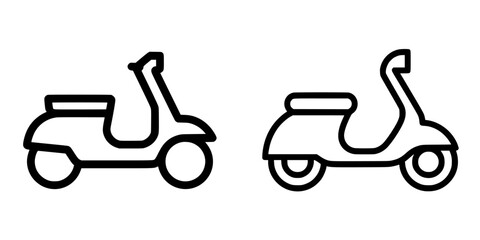 Poster - Flat black icon depicting two stylish scooters side by side in a minimalist design suitable for various applications