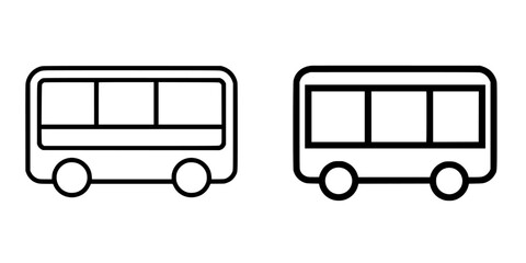 Poster - Simple black icons representing two different bus designs for transportation graphics and illustrations