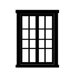 Poster - flat black icon representing a window design featuring multiple panes in a rectangular shape suitabl