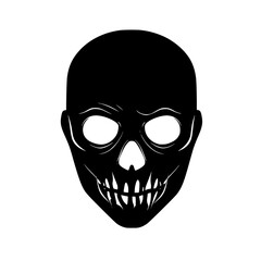 Poster - Skull icon featuring flat black design with detailed features for decorative and thematic uses