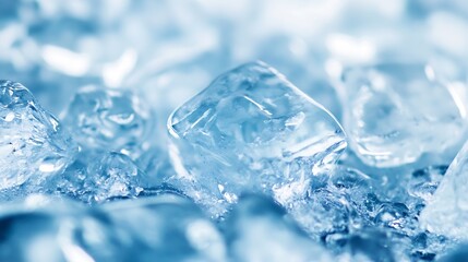 Aufkleber - Close-up view of translucent ice cubes, showcasing their crystalline structure and icy texture.  The cool blue tones create a refreshing and pristine visual. : Generative AI