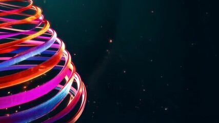 Poster - Colorful spiral shape. Abstract design with curves on a dark background with some tiny light spots. Festive and vibrant backdrop.