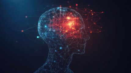 Fototapete - Digital illustration of a networked human head
