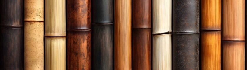 Poster - Close-up view of numerous different colored bamboo stalks.