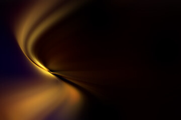 Poster - Modern bright abstract dynamic line wave curve soft light gradient neon brown yellow gold on black background design for graphics pattern web illustration technology digital backdrop wallpaper poster