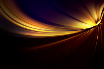 Poster - Modern bright abstract dynamic line wave curve soft light gradient neon brown yellow gold on black background design for graphics pattern web illustration technology digital backdrop wallpaper poster