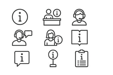 Poster - Vector illustration icons for information services and customer support in a modern digital environment