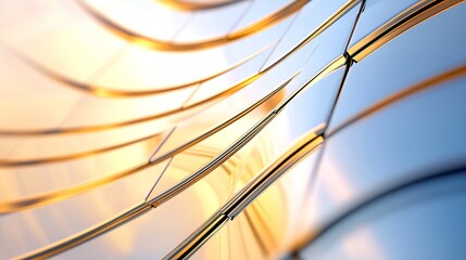 Fototapete - Abstract metallic gold and silver curved panels, creating a dynamic, modern, and elegant design.  Ideal for technology, architecture, or luxury branding visuals. : Generative AI
