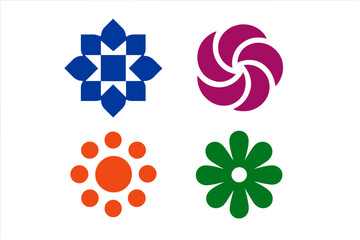 Poster - Decorative vector illustration featuring four distinct floral and geometric designs in vibrant colors