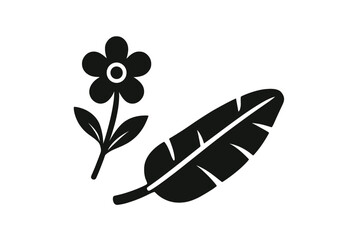 Poster - Vector illustration icon featuring a flower and a leaf in a simple design suitable for nature-themed graphics